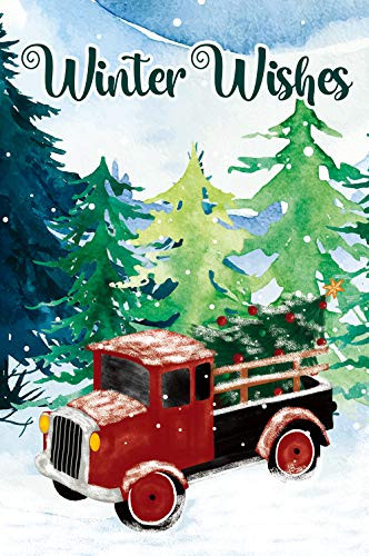 Texupday Winter Wishes Red Truck Snow Decoration Garden Flag Outdoor Yard Flag 12 inch x 18 inch