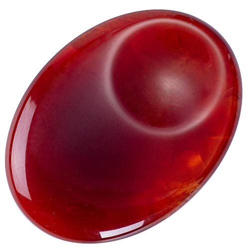 Unihom Carnelian Thumb Worry Stone Natural Chakra Reiki Healing Crystals Polished Oval Pocket Palm Stone for Anxiety Stress Relief Therapy