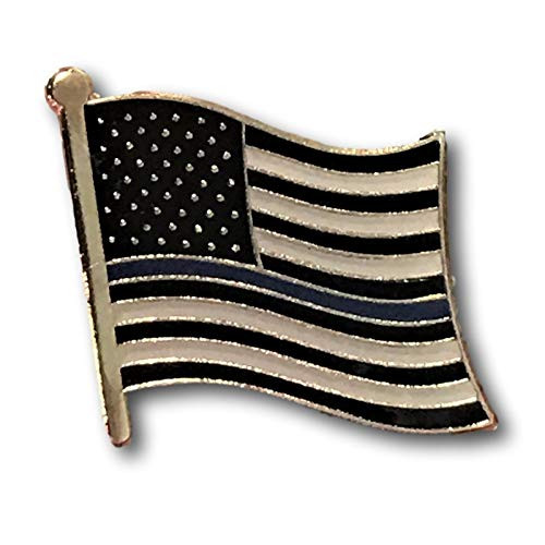 Backwoods Barnaby American Flag Thin Blue Line Lapel Pin for Police Officers and Law Enforcement