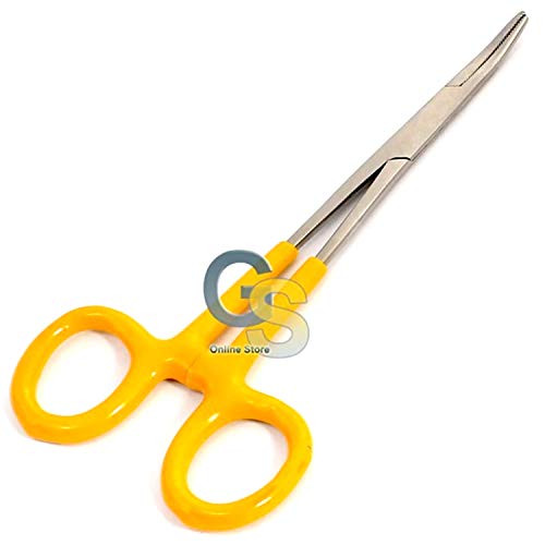 G.S Mosquito Forceps Curved 5 inch Yellow DEP