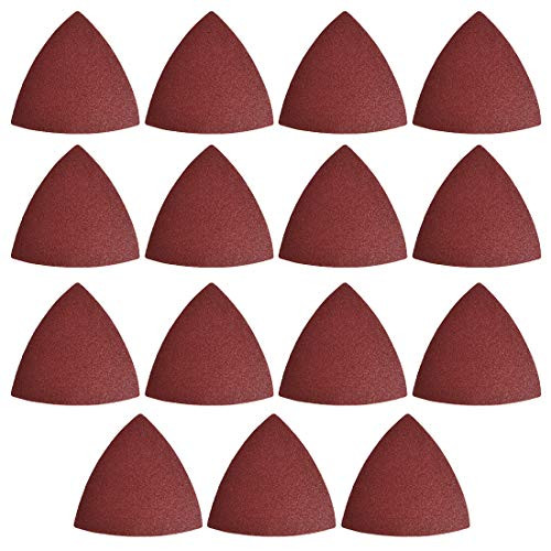 uxcell Detail Sander Sandpaper Triangular Sanding Paper Hook and Loop Sanding Pads Triangle Oscillating Multi Tool 150 Grits 15pcs