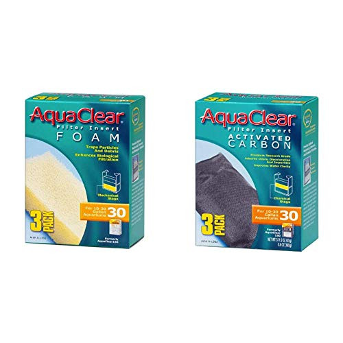 AquaClear Activated Carbon Insert 30-Gallon Aquariums 3-Pack 30-Gallon Foam Inserts 3-Pack