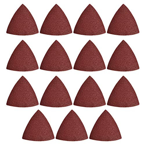 uxcell Detail Sander Sandpaper Triangular Sanding Paper Hook and Loop Sanding Pads Triangle Oscillating Multi Tool 80 Grits 15pcs