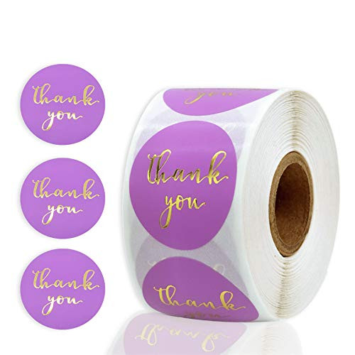 Thank You Stickers Roll Small Business - Thank You for Your Order Purchase Stickers?Personalized Thank You Stickers for Packaging  Thank You Labels for Envelopes 500 PCS?Purple 1.5 Inch?