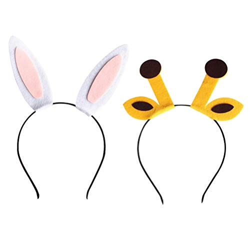 STOBOK 2pcs Rabbit Ears Headband Giraffe Ears Headband Cute Animal Headpiece for Kids Birthday Party Cosplay Costume Hair Accessories