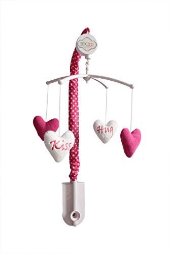 Bacati Love Musical Mobile Playing Brahms Lullaby for Attaching to US Standard Cribs, Black/Fuschia