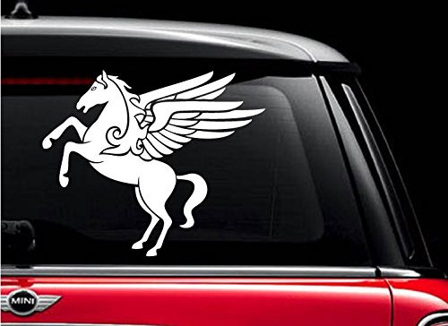 Pegasus  White 7 inch  Vinyl Decal Sticker for Car Automobile Window Wall Laptop Notebook Etc.... Any Smooth Surface Such As Windows Bumpers