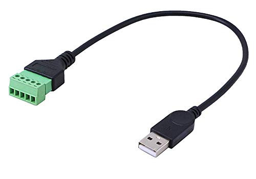 Qaoquda USB 2.0 Male to 5 Pins Screw Terminal Female Solderless Charging and Data Transfer Converter Adapter Extension Cord USB Male