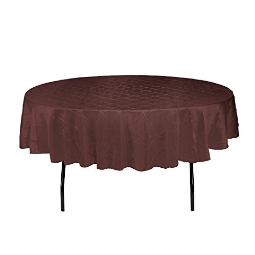 LinenTablecloth Round Pintuck Tablecloth, 90", Chocolate