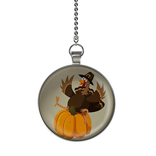 Gotham Decor Thanksgiving Turkey on Pumpkin Fan Light Pull Pendant with Chain