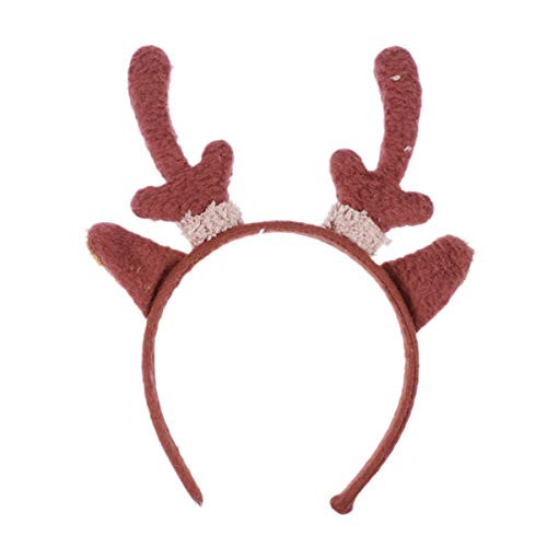 Beaupretty Christmas Reindeer Antlers Headband Plush Elk Horn Hair Hoop Deer Ear Hair Pin Hair Accessories for Halloween Xmas Cosplay Costume