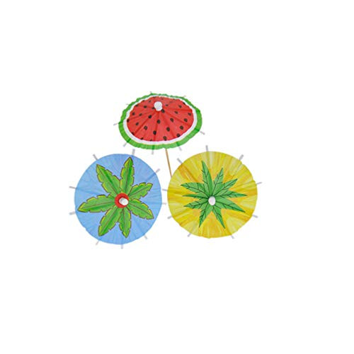 Amosfun 20PCS Tropical Umbrella Picks Cocktail Parasol Drink Umbrellas Paper Parasol Picks for Hawaiian Party Pool Party  Mixed Color