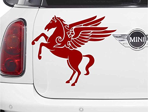 Pegasus  Red 7 inch  Vinyl Decal Sticker for Car Automobile Window Wall Laptop Notebook Etc.... Any Smooth Surface Such As Windows Bumpers