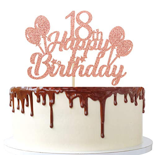 Rose Gold Glitter Happy 18th Birthday Cake Topper - Hello 18 Cheers To 18 Years - 18th Birthday 18th Balloon Party Decorations Supplies Rose Gold Glitter Happy 18th Birthday Cake Topper - Hello 18 Cheers To 18 Years - 18th Birthday 18th Balloon Party Decorations Supplies