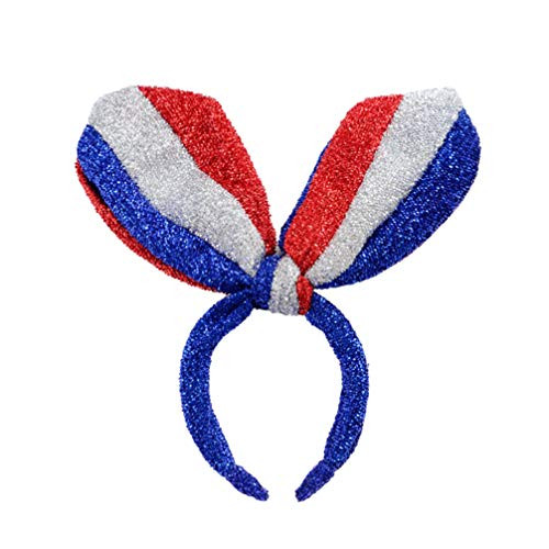 Minkissy Bunny Headband Rabbit Ear Hair Hoops Blue Red Striped Flag Pattern Costume Headband Party Favor Costume Accessory Blue Red Minkissy Bunny Headband Rabbit Ear Hair Hoops Blue Red Striped Flag Pattern Costume Headband Party Favor Costume Accessory Blue Red