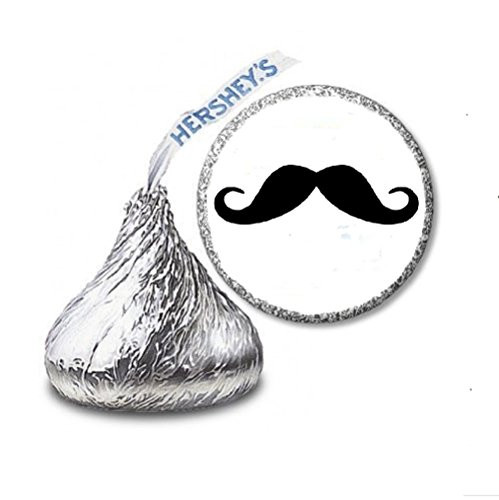 JS and B Enterprises 216 Moustache Mustache Labels Stickers for Hersheys Kisses Candies - Party Favors