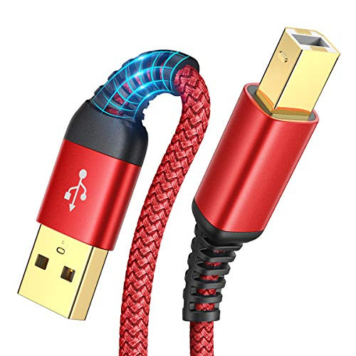 USB Printer Cable 6.6FT 2 Meter USB Printer Cord Never Rupture USB 2.0 Type A Male to B Male Scanner Cord High Speed for HP Canon Dell Epson Lexmark Xerox and More