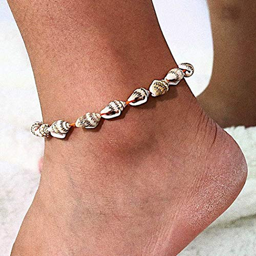 Dresbe Boho Braided Anklet Beaded Anklets Beach Ankle Bracelet Conch Foot Jewelry Chain for Women and Girls