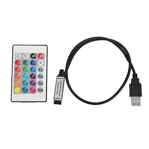 Light Strip Remote Wireless Controller Simple Use 5-24V Lamp Strip Remote Control 24 Key LED Strip Light Controller Mini for Various Lamps 0.5 meters in length