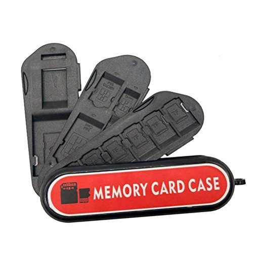 Memory Card Case Memory Card Holder SD Card HolderCamera Card Holder with Carabiner Fits 1x SD 6X Micro SD  TF  Cards1X TF Memory Card Reader1X Card pin1 x Mini SIM1 x Micro SIM 1 x Nano SIM