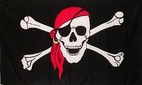 ATV Safety Flags and Mounts Bandanna Pirate Skull Flag with 24 inch Wooden Stick Pole.