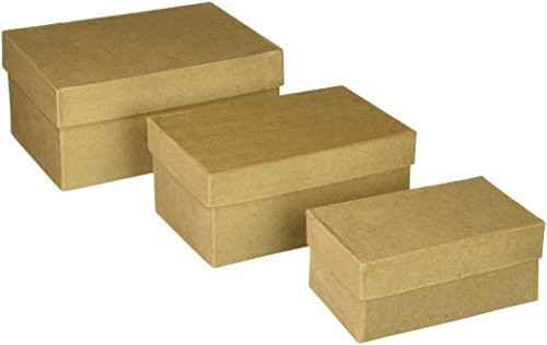 Darice Paper, 4-Inch/5-Inch/6-Inch, Mache Rectangle Box Set, 3-Pack