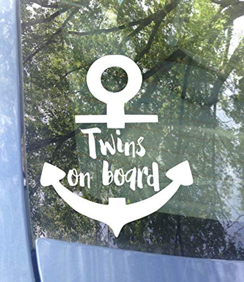 ORIGINAL Twins on Board Car Decal Anchor Safety Bumper Sticker 6 inchx5 inch Color Options ORIGINAL Twins on Board Car Decal Anchor Safety Bumper Sticker 6 inchx5 inch Color Options