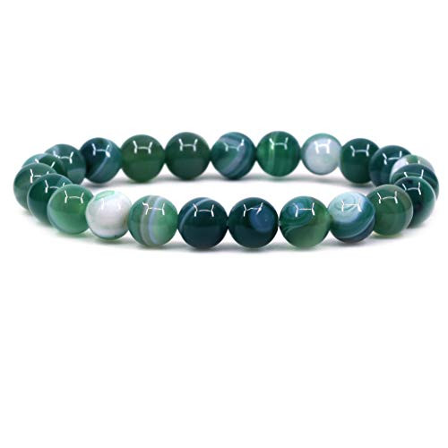 Natural Green Banded Agate Gemstone 8mm Round Beads Stretch Bracelet 7 Inch Natural Green Banded Agate Gemstone 8mm Round Beads Stretch Bracelet 7 Inch