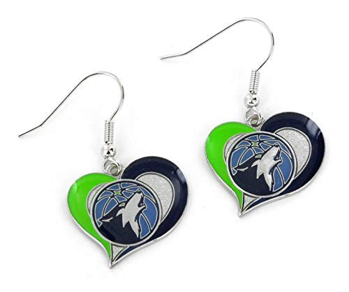 Aminco NBA Minnesota Timberwolves Swirl Heart Earrings