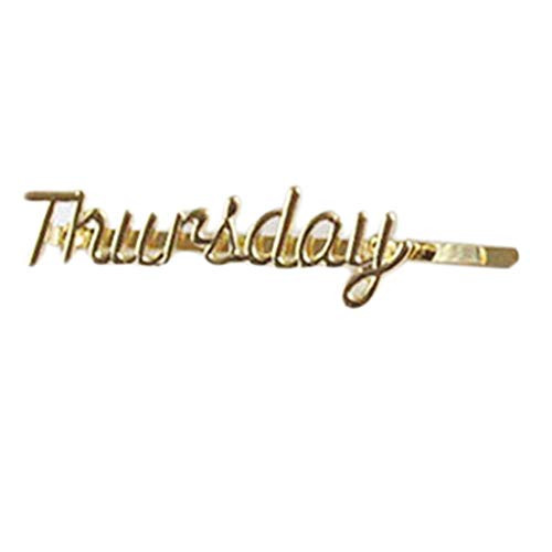 WENWING Minimalist Side Bangs One Word Hair Clip Metallic Funny Monday To Sunday Hairpin Styling Handwriting Letter Barrette Gift for Women Girls Headwear Hair Accessories