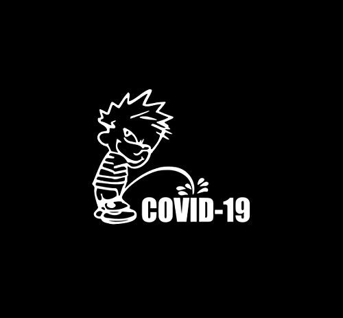 Piss On Covid Calvin Funny Decal Vinyl Sticker Cars Trucks Vans Walls Laptop  White 5.5 x 4.7 in DUC1130