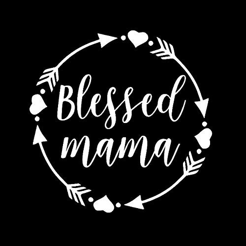 Blessed Mama Decal Vinyl Sticker Cars Trucks Vans Walls Laptop  White 5.5 x 5.5 in DUC1138