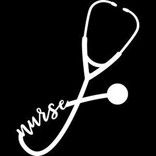 Nurse Stethoscope Decal Vinyl Sticker Cars Trucks Vans Walls Laptop  White 5.5 x 4.3 in DUC903