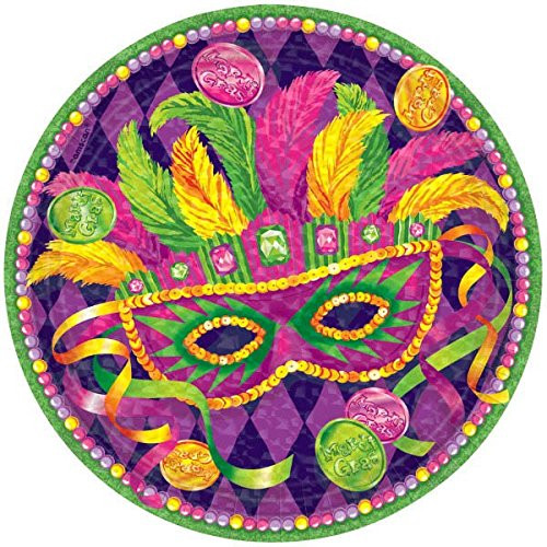 amscan Venetian Masquerade Mardi Gras Party Dinner Paper Plates Tableware 9 inch Pack of 8