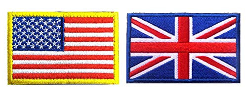 US Flag UK Flag Patch Antrix 2 Pack American Flag British Flag Patch USA Military Uniform Emblem Badge Patches