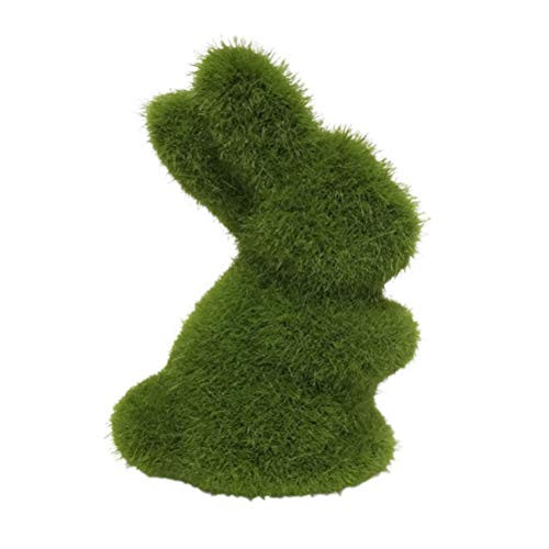 Artificial Moss Bunny Rabbit Figurine Easter Grass Turf Statues Ornaments Durable Lightweight Easter Rabbit Cute Animal Ornaments Decor for Home Office Party Desk Garden