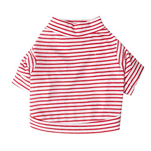 Longay Pet Dog Puppy Vest T-shirt Dog Clothes Striped Vest Apparel Spring  Red S