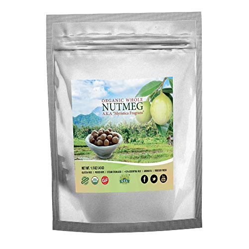 Organic Nutmeg Whole 1.5 oz Freshly Harvested Aromatic Spice Premium Grade Fairtrade