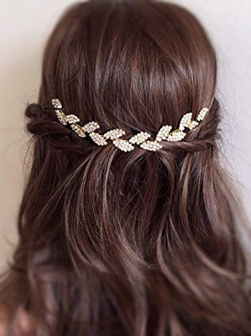 Deniferymakeup Bridal Silver Gold and Rose Gold Crystal Hair Comb Bridal Long Hair Vine Wedding Headpiece Bridal Hairpiece Crystal Headband Bridal Hair Accessory for Women and Girl  Gold