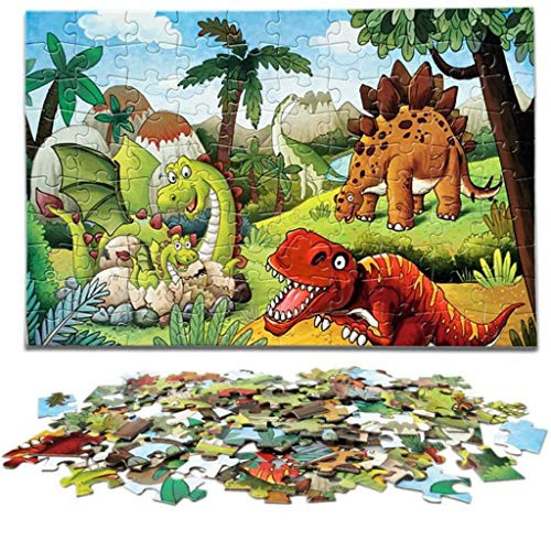 Dino World - 100 Pieces Dinosaur Jigsaw Puzzle for Kids - Preschool Educational Game Learning Toys Set Animals Puzzles for Boys  and  Girls