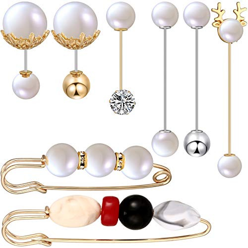 8 Pieces Faux Pearl Brooch Pins Sweater Shawl Clip Pearl Rhinestone Brooch Vintage Shirts Dresses Cardigan Collar Safety Pins for Women 8 Pieces Faux Pearl Brooch Pins Sweater Shawl Clip Pearl Rhinestone Brooch Vintage Shirts Dresses Cardigan Collar Safety Pins for Women