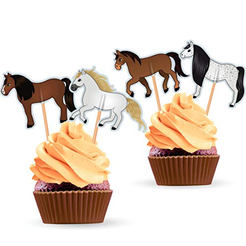 Horse Cupcake Cake Toppers - Horse Birthday Party Decorations Supplies Equestrian Themed- 24 PCS Horse Cupcake Cake Toppers - Horse Birthday Party Decorations Supplies Equestrian Themed- 24 PCS