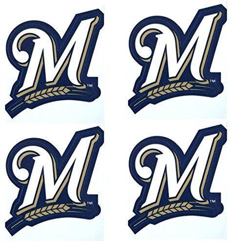 Set of 4 Milwaukee Brewers Team Logo Stickers 4 Individual Major League Baseball Official Helmet Emblems MLB Brew Crew Sticker Set