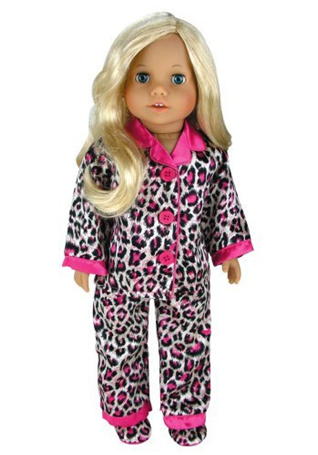 Doll Clothing for 18 Inch Doll Pajama Set & Doll Slippers, 3 Pc. Set Fits 18 Inch American Girl Dolls and More! Stylish Matching Slippers and Doll PJ's in Satin Animal Print, My Doll's Life