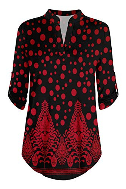 ONLYSHE Womens Fall Floral Print 3 4 Sleeve Irregular Hem Tunics Loose Long Blouse Tops ONLYSHE Womens Fall Floral Print 3 4 Sleeve Irregular Hem Tunics Loose Long Blouse Tops