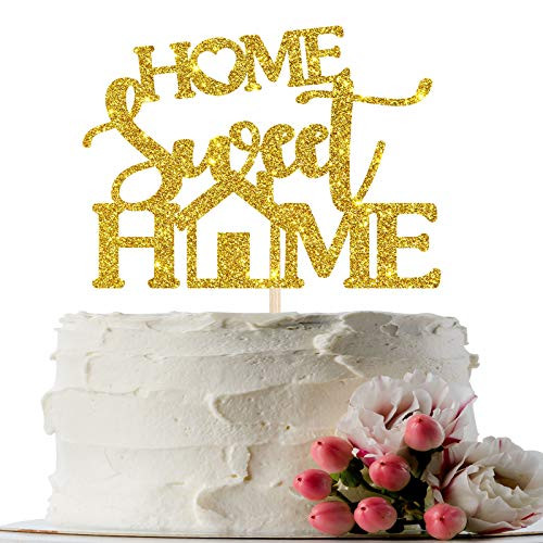 INNORU Gold Glitter Home Sweet Cake Topper for Welcome Home Party Cake Decor - Welcome Sign- Retirement - New House - Housewarming Party Cake Supplies