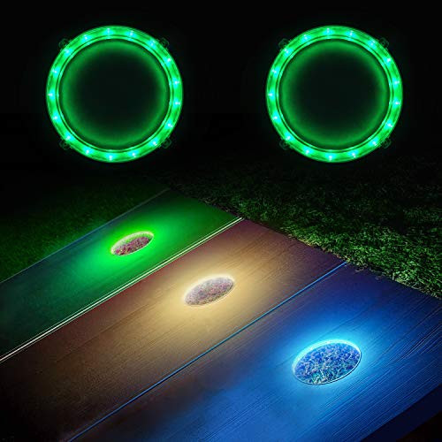 Mofeez Cornhole LED Lights Ultra Bright Cornhole Board Night Light for Family Backyard Bean Bag Toss Cornhole Game  6 in-Green-Set of 2