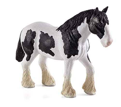 MOJO Black and White Clydesdale Realistic Horse Toy Replica Hand Painted Figurine