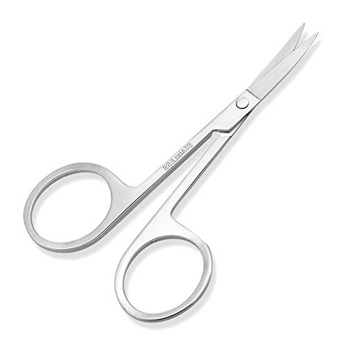 Curved Craft Scissors Makeup Tool Grooming Scissors Facial Hair Scissors For Eyebrow Eyelash Nose and Ear Hair-Stainless Steel  1Pc