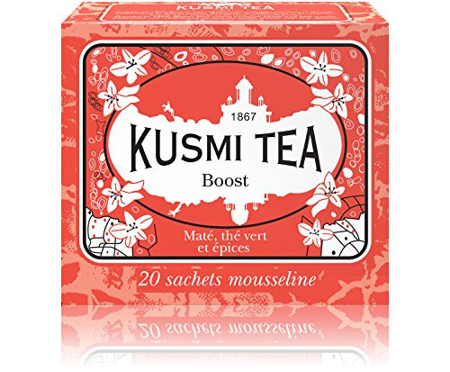Kusmi Tea Boost Green Tea - Yerba Mate, Cinnamon, Cardamom, Vanilla, and Ginger Boost Infusion Enjoyable, Soothing, and Pleasurable Perfect for Tea Lovers (20 Muslin Tea Bags 20 Servings) Kusmi Tea Boost Green Tea - Yerba Mate, Cinnamon, Cardamom, Vanilla, and Ginger Boost Infusion Enjoyable, Soothing, and Pleasurable Perfect for Tea Lovers (20 Muslin Tea Bags 20 Servings)